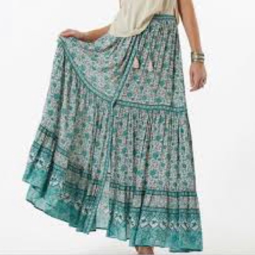 Spell kombi maxi skirt in sage green